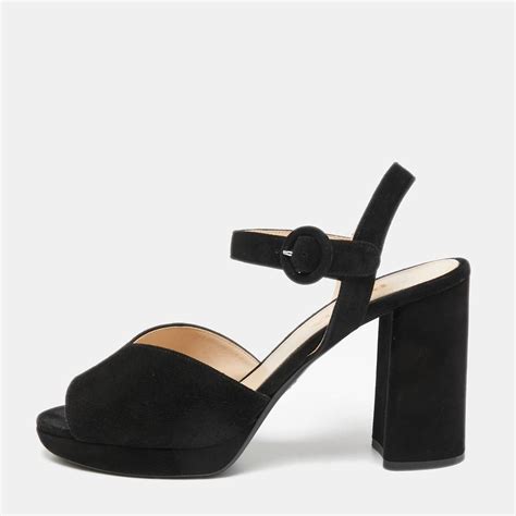 prada suede heels tradesy